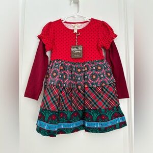NWT! Matilda Jane Jolly Holiday Dress Size 4 Christmas Girls Plaid Dress